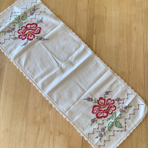 Vintage Handmade Embroidered Table Runner